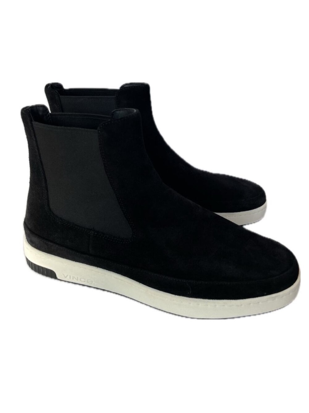 Vince Women’s Rhys Sneaker Boots Chelsea Suede Short Water Repellent sz 10 Black